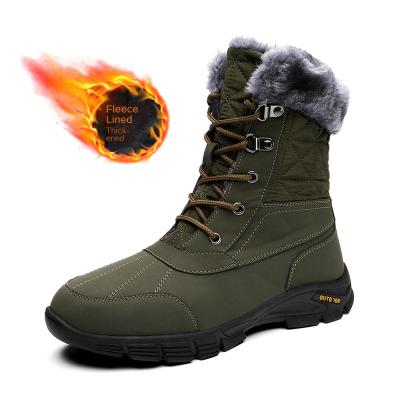 China High Top Large Size Anti-slippery Snow Boots Men Plus Outdoor Climbing Slip-resistant Machining Boots Martin Shoes Thick Velvet Cotton Shoes for sale