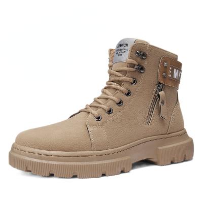 China 2021 New Cashmere Men's Flat Boots Gao Bang Martin Flat Boots Winter Brown Warm Men's Shoes for sale