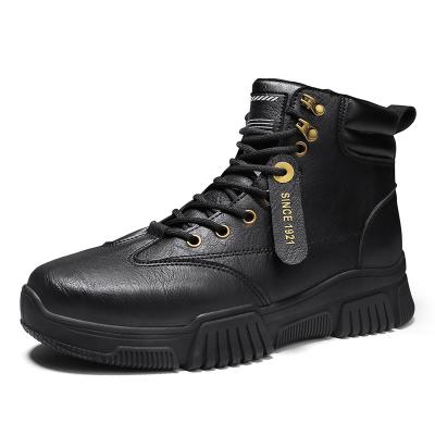 China 2021 Men's Flat Martin Boots All-match Outdoor Men's Black High Top Shoes Autumn And Winter Mid-Tube Casual Tooling Men's Boots for sale