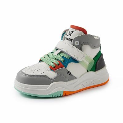 China Flat children's shoes 2021 spring and autumn all-match news boy Korean boy girl leather sports shoes color matching for sale