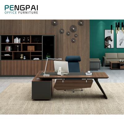 China Waterproof and Scratch Resistant Pengpai Standard Wooden Modern L Shape Office Table Desk for Home Office Furniture Sets for sale