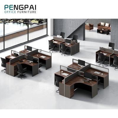 China PENGPAI Cheap Modern Scratch Resistant Modern Melamine Compartment Ergonomic Computer Workstation Furniture Desk for sale