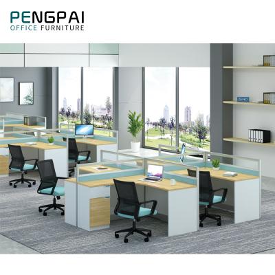 China PENGPAI modern modern open office workstations staff table work desk for 4 seater for sale