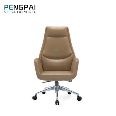 China PENGPAI Best Real Ergonomic Adjustable Ergonomic Design Office Furniture Best Boss Office Leather Chair (Height) for sale