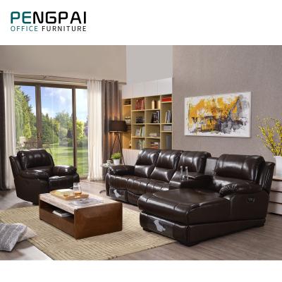 China Modern Design Modular Luxury Brown Leather Electric Couch Recliner Sofa Set for sale