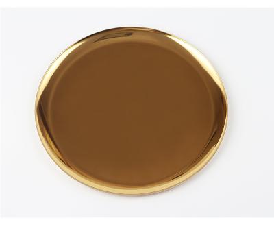 China Nordic Simple Style Household Items Table Decoration Metal Mirror Tray in Antique Gold for sale