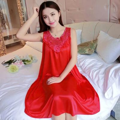 China 2022 High Quality Silk Nightgown Happy Sleepwear Lace Satin Pajamas Ice Satin Breathable Custom Pajamas for sale