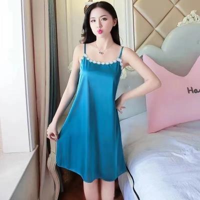 China High Quality Women's Simple Sleepwear Long Robes Breathable Softly Lace Up Satin Silky Women's Sleepwear for sale