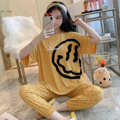 China Yellow Hot Sales Women's Soft Pajamas Girls Pajamas Floral Print Sleepwear Breathable Modal Short Women Pajamas for sale