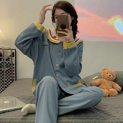 China Factory New Breathable Women's Long Sleeve Pajamas Sets Soft 100% Cotton Pajamas High Quality Breathable Ladies Lovely Sleepwear for sale