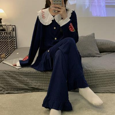 China 2022 Cozy Cotton Pajamas Lovely Student Women Homewear Pajama Sets 2 Pieces Breathable Women Sleepwear Sets for sale