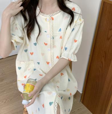 China Plus Size Women's Knee-Length Pajamas Loungewear 2022 New Autumn Casual Home Wear Cotton Simple QUICK-DRY Robe for sale