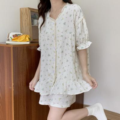 China QUICK DRY home shorts shorts casual summer wear single sleeve cotton lovely loungewear 2022 new pajamas for sale