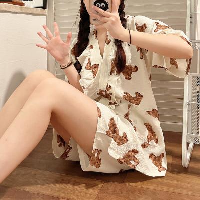 China Summer QUICK DRY kimono soft students can use the 2022 new short sleeve shorts suit women's pajamas for sale