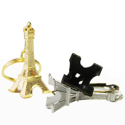 China Custom 3D Fashion Design Eiffel Tower Logo Printed Design Metal Souvenir Key Chain for sale