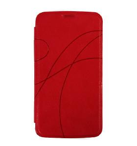 China Red Galaxy Note 3 / Galaxy S4 Genuine Leather Mobile Phone Cases With Window for sale