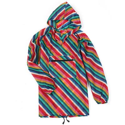 China Bachelorette Rainwear Waterproof Polyester Colorful Rainbow Raincoat For Kids for sale