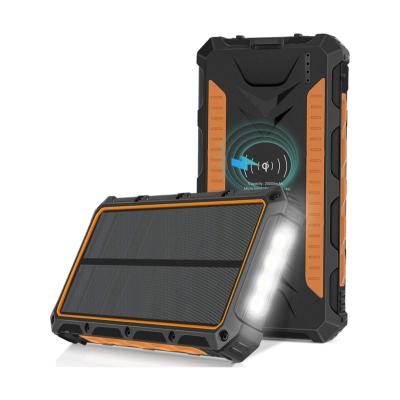 China Portable Outdoor Trending Mobile Phone Charger Powerbank Solar Energy Fast Charging Bank 20000 Mah Waterproof Wireless Solar Panel Charging Panel for sale