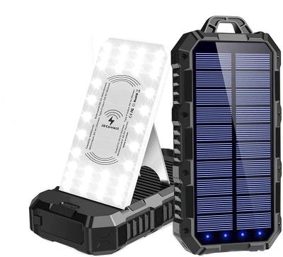 China Support 30000mah Fast Waterproof Solar Power Bank Dual USB Li-polymer Solar Battery Charger For Mobile Phone for sale