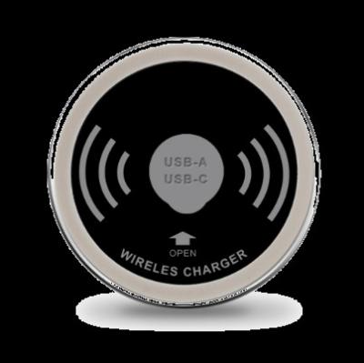 China Charging Phone Wholesale Amazon Hot Sales Office Embedded 15W Wireless Charging Qi Wireless Charger Dual Type-C USB Port for sale