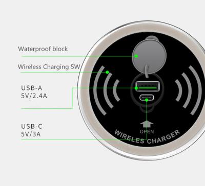 China Mobile Phone Patent Design Waterproof Desktop Embedded Wireless Charger With USB Output for sale