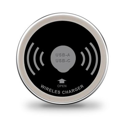 China 2021 New Product Small Size Table 10W Mobile Phone Embedded Around Qi Wireless Charger Mobile Phone Pad Wireless Charger With USB Port for sale