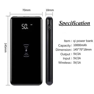 China 2020 Wholesale Power Banks 10000mah Power Banks Fast Charging Wallet Support Battery With Digital Display For Promotion 10W Qi Wireless Charger for sale