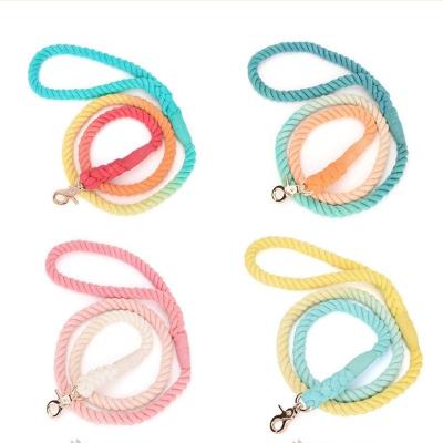 China Sustainable Handmade Cotton Rope Matching Dog Leash Collar For Outdoor Walking Wholesale for sale