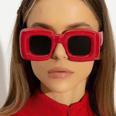 China Fashion Sunglasses 2023 Thick Blue Yellow Punk Sun Glasses Oversized Candy Color Square Sunglasses Women Men Fashion for sale