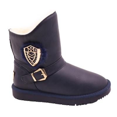 China Fashion Trend CF-307 Slip On Gold Color Waterproof Coating Women Snow Boots Fur for sale