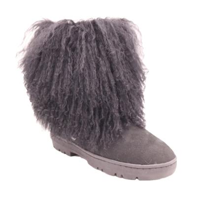 China Fashion trend CF-132 free samples fetus wool long outside double face sheepskin winter top quality women snow boots for sale