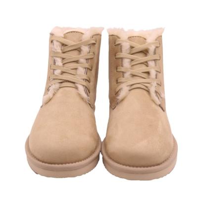 China Fashion Trend CF-065 Free Samples Lace Up Chamois Leather And Sand Color Manufacturer Faux Fur Men Winter Boots Shoes for sale