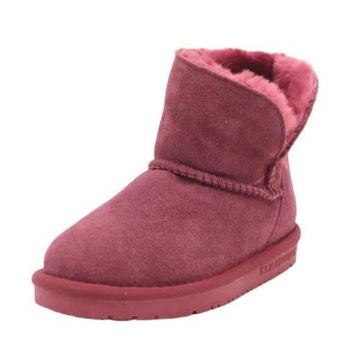 China Fashion Trendy CF-187 Cow Suede And Coating Children Economical Winter Cartoon Design Girls Genuine Leather Ankle Snow Boots for sale