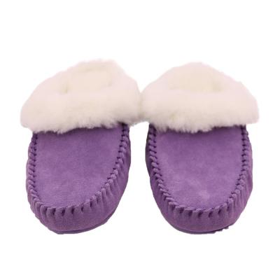 China Fashion Trend CF-170 Winter Factory Purple Color Low Price Women Slipper Genuine Leather Indoor Shoes For Lady for sale