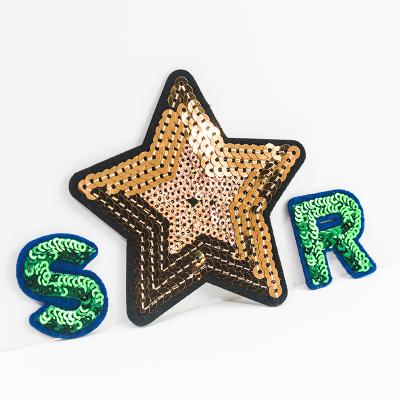 China custom star shaped 3D bead piece sequin embroidery patch for sale