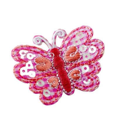 China excellent colorful label customized 3D apparel cotton fabric butterfly sequin sequin embroidery patches for sale