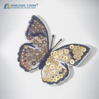 China Custom Garment 3D Butterfly Sequin Custom Embroidery Badges for sale