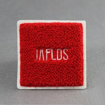 China Black Red 3D Supply Embroidery Chenille Badge For Apparel for sale