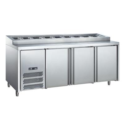 China Stainless Steel Commercial Workbench Refrigerator Display Single-temperature countertop pizza chiller prep table for sale