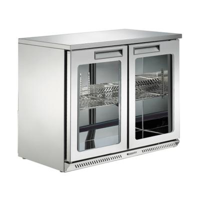 China Single-temperature Stainless Steel Beverage Glass Door Counter Display Bar Fridge for sale