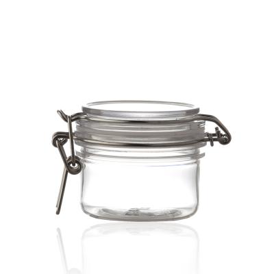 China 100ml 200ml 250ml 300ml 400ml 500ml Cosmetic Clear Bath Salt Hair Gel Jar PET Plastic Kilner Jars for sale