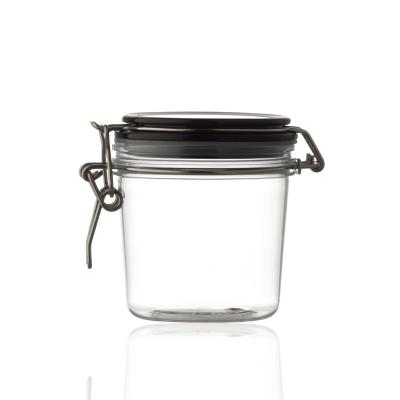 China Wholesale Cosmetic Container Air Seal PET plastic kilner jar with metal lock 14oz plastic skin care packaging for sale