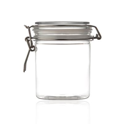 China Top Airtight Cosmetic Plastic Clip Pet Kilner Jar 250ml 300ml 350ml 400ml 450ml 550ml for sale