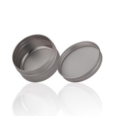 China Wholesale Matte Silver 80g Cosmetic Aluminum Jar Candle Cosmetic Containers With Custom Printed Metal Screw Cap Tin Can for sale