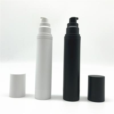 China Slim Plastic Clear Luxury Eco Friendly Skincare Cosmetic Frosted White Black Airless Bottle For Sale for sale