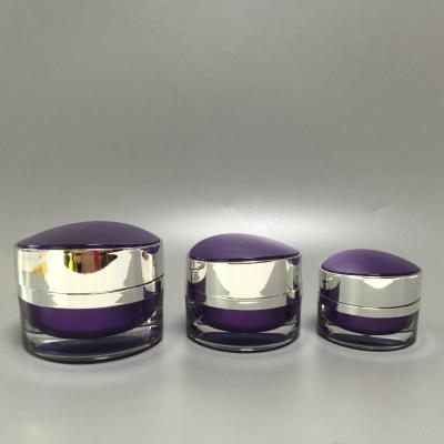 China Luxury Purple Base Cream Acrylic Cosmetic Container Jar Skin Care Cream for sale