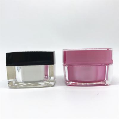 China Luxury Empty Frosted Acrylic Skin Care Cream Square Jar 1oz 0.5oz Mockup Cosmetic Jar for sale