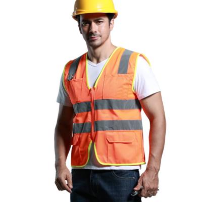 China Fluorescent Reflective Vest Traffic Police Emergency Security Zipper Construction Safety Vest In Road Reflective Duty for sale