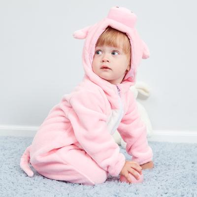 China Breathable Eco-Friendly Winter Clothes Flannel Animal Pajamas Cute Baby Hooded Rompers for sale