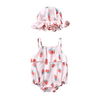 China Breathable Eco-Friendly Newborn Baby Clothes Toddlers Infant Babies Condole Belt Romper Jumpsuit With Sun Helmet for sale